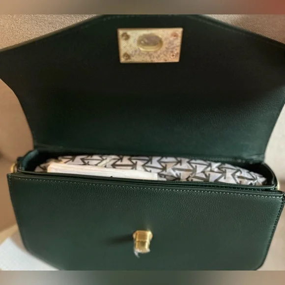 NWT MONCRIEF LONDON Taylor Forest Green Leather Shoulder Bag - Picture 6 of 10